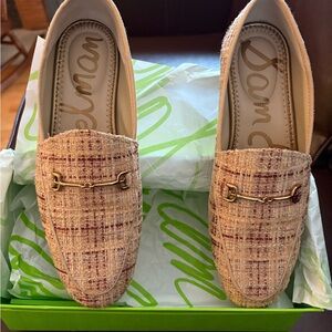 Sam Edelman Women's Checkered Loafers - Cream and Brown